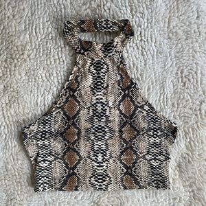 Snake skin halter crop